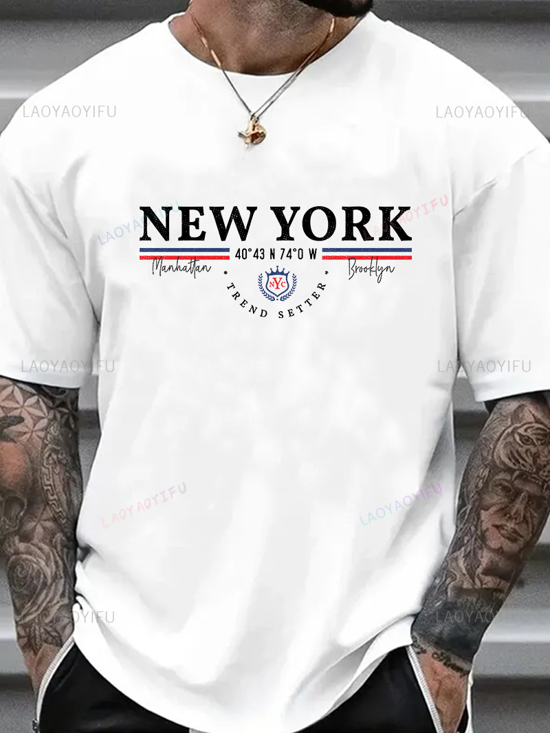 York Men'S Fashion - T-shirt unisexe avec lettres de New