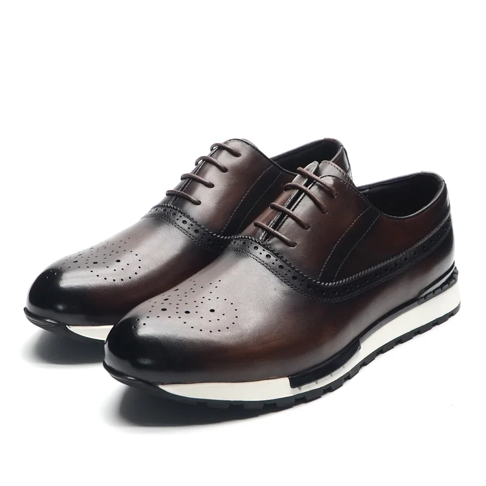 Oxford Shoes Brogue - Chaussures Oxford en cuir véritable faites