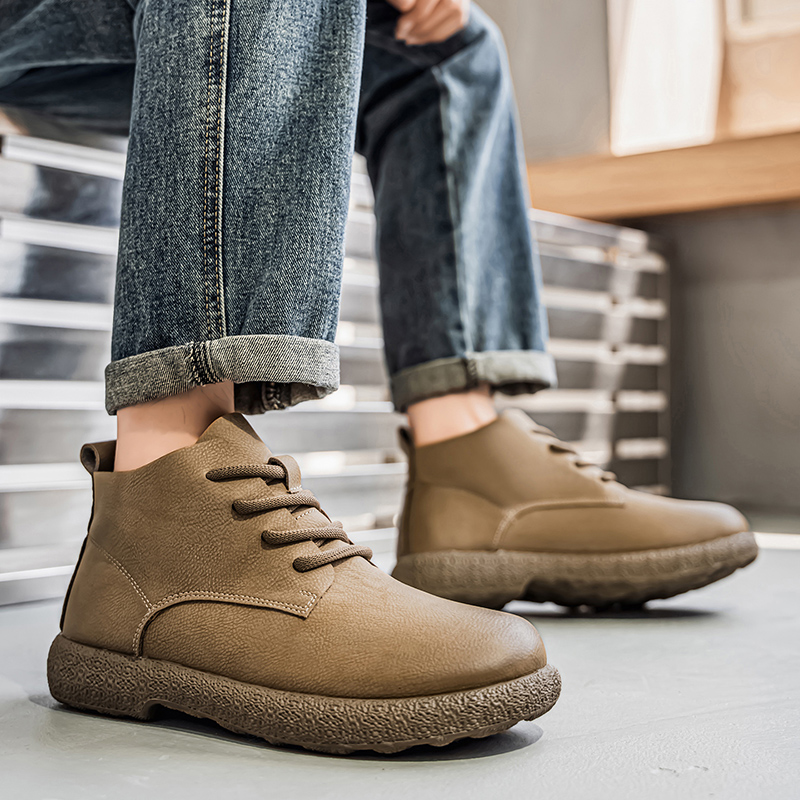Men'S Fashion Footwear - Bottines courtes marron pour hommes, chaussures