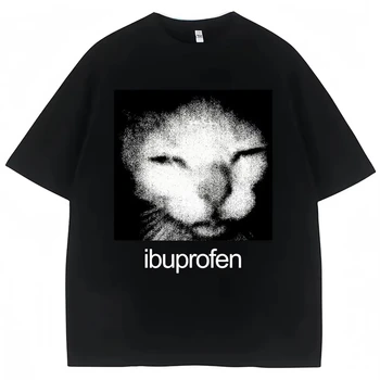 Graphic Tee Oversized - T-shirts graphiques humoristiques vintage Ibuprofen Cat