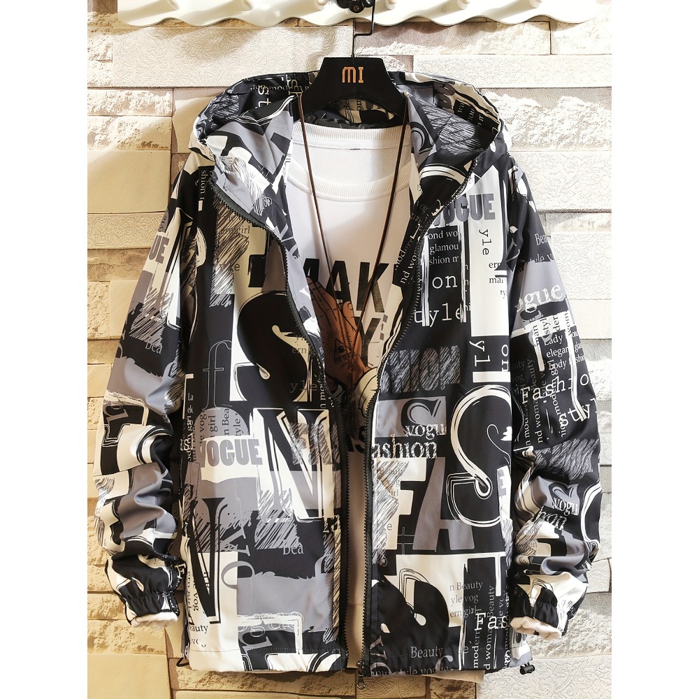 Fashion Men Vogue - Veste coupe-vent à capuche pour homme,