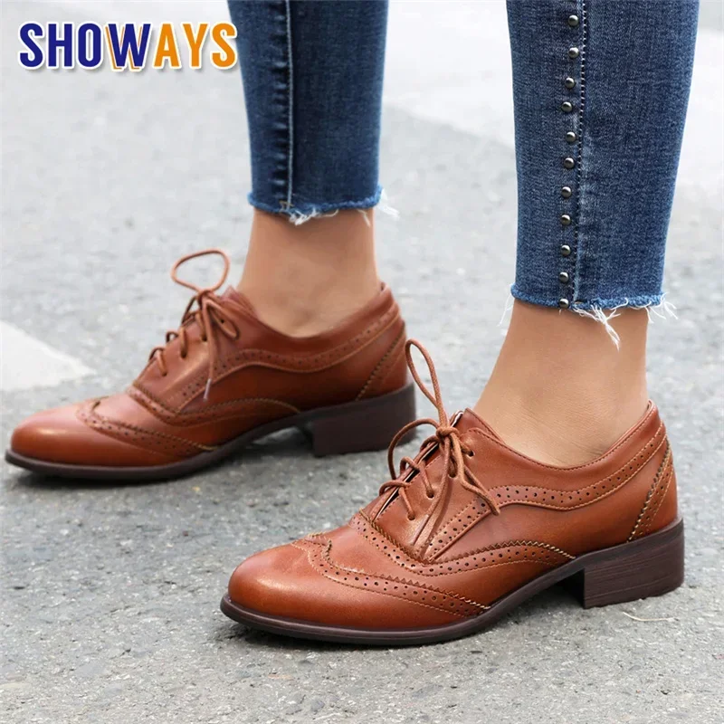Oxford Shoes Brogue - Chaussures plates britanniques femmes Oxfords mi