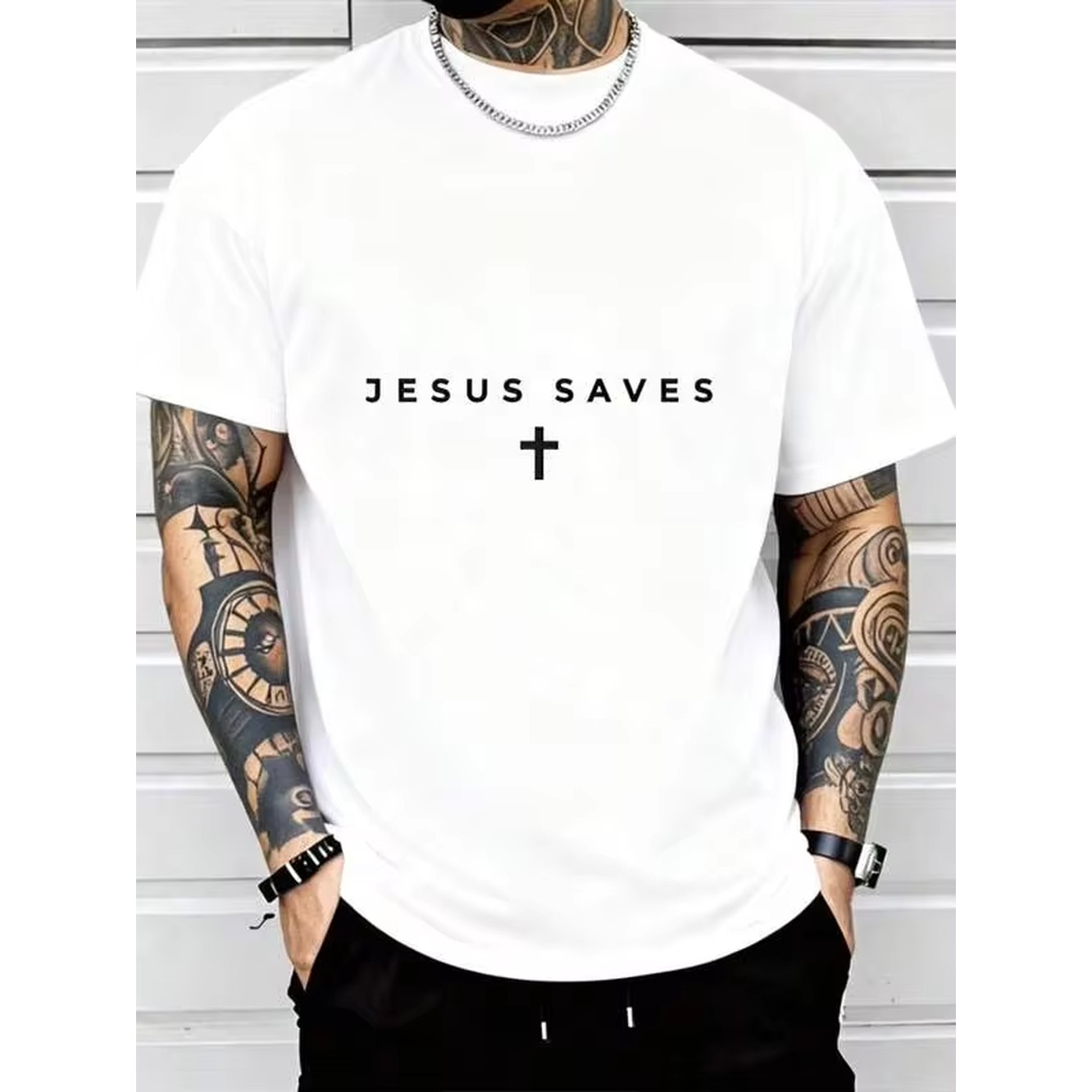 Graphic Tee Oversized - T-shirt en coton à col rond