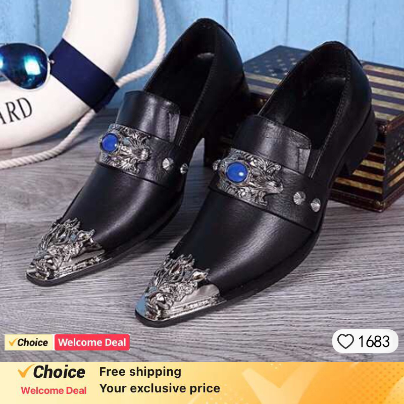 Oxford Shoes Brogue - Chaussures provoqué en cuir pointu de