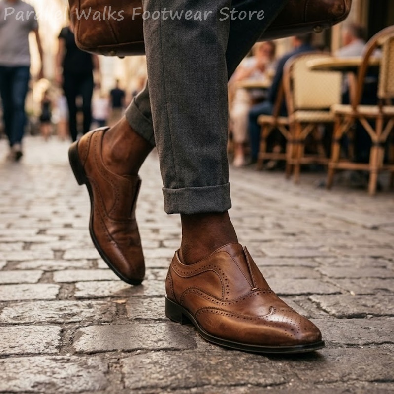 Oxford Shoes Brogue - Chaussures Richelieu en cuir marron pour