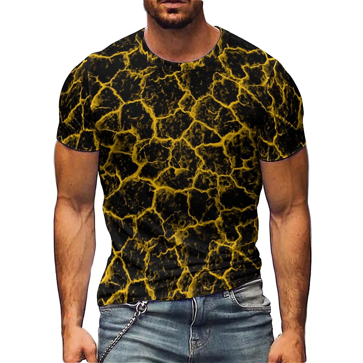 Mens Fashion Dress Shirts - T-shirt à manches courtes imprimé en
