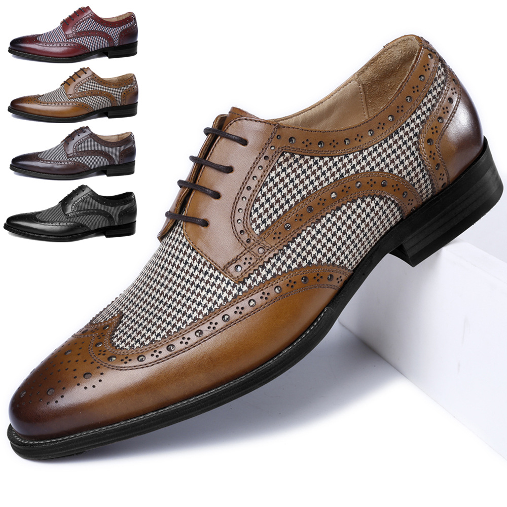 Oxford Shoes Brogue - Oxford-Mocassins Plats en Cuir Denim pour