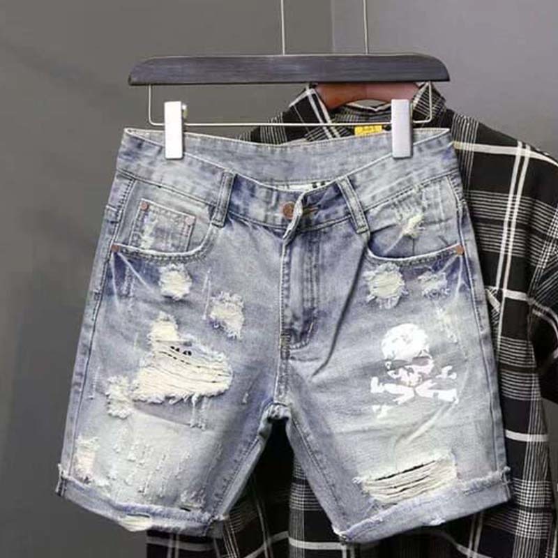 Jeans Pants Fashion Men - Été hommes usé perle trou mendiant