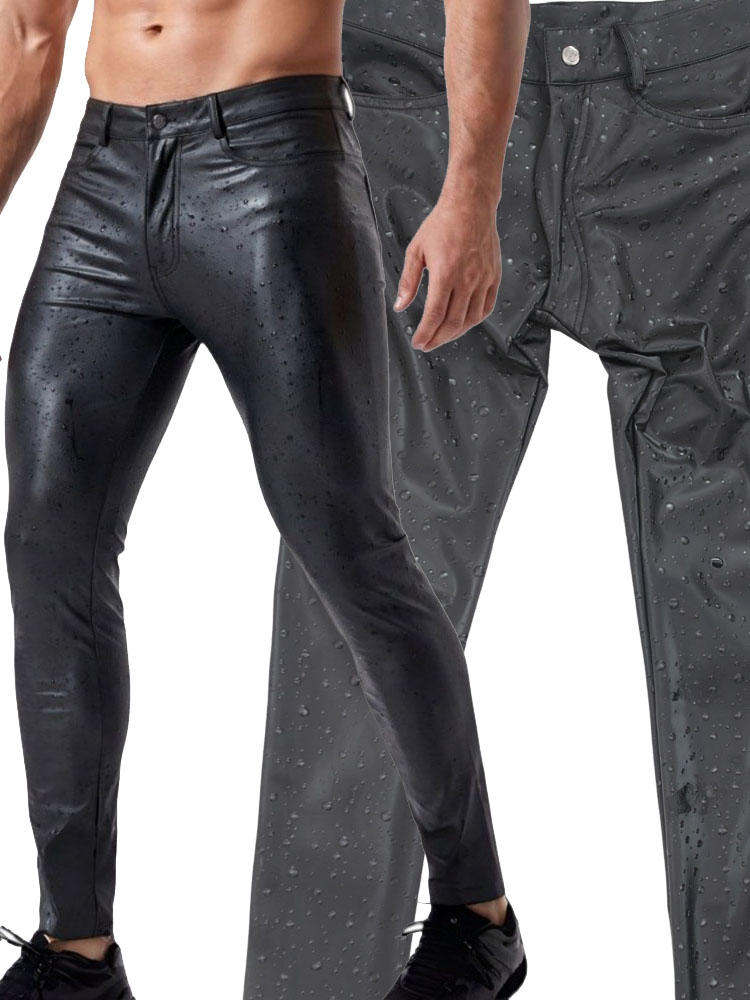 Jeans Pants Fashion Men - Pantalon en jean en similicuir PU