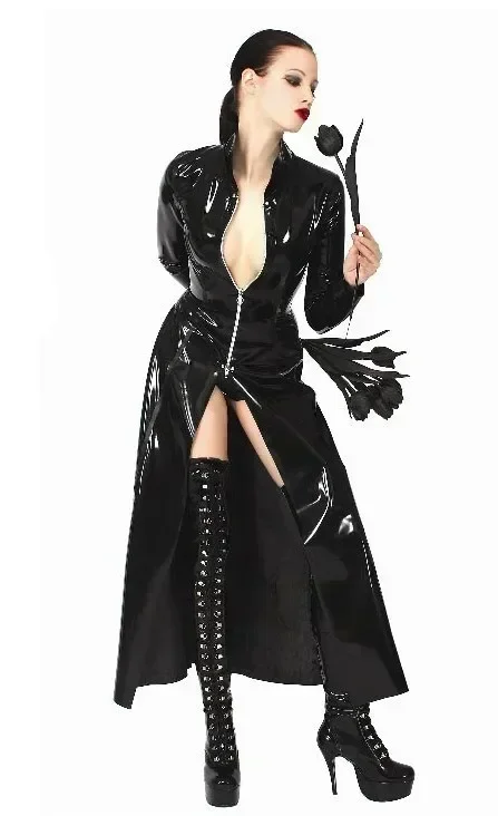 Manteau en cuir PVC noir brill - Trench Coat Men avis et prix